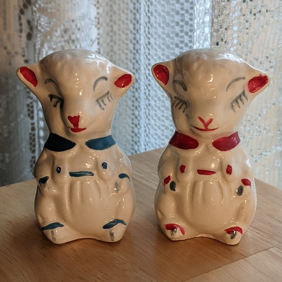 Vintage Collectible Anthropomorphic Lamb Salt & Pepper Shakers - Picture 1 of 8